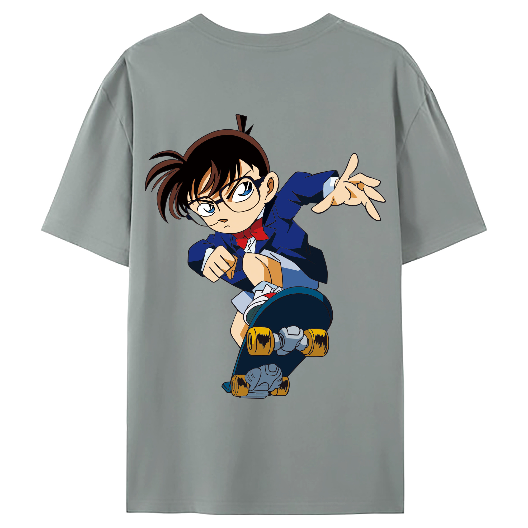 （画像用） 名探偵コナン 江戸川 コナン Detective Conan Conan Edogawa 綿100％ メンズ半袖Tシャツ（バックプリント） 通気性